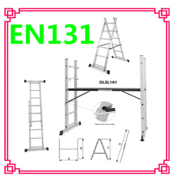 Extension ladder type work platform ladders and scaffoldings with two wheels