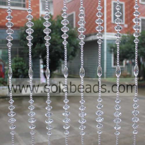 Christmas Decoration 30MM&22MM&18MM&14MM&6MM Wire Crystal Acrylic Beaded Garland Trim
