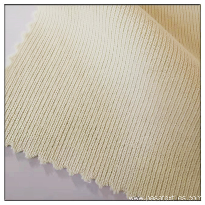 ivory cotton poly spandex ribbed stretch knitted fabric