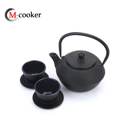 2023 Chinese Style Enamel Cast Iron Red Tea Kettle Teapot Sets
