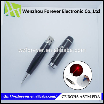 2016 High Quality Brass 3 in 1 USB Flash Pen Drive With Laser Pointer Pen