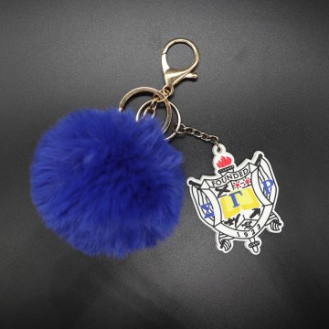 Cute Faux Fur Pom Pom Tail Keychains: Fluffy Greek Letter Puffballs and Fuzzy Accessories