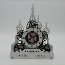 Red Square Gear Clock on Table