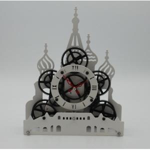 Red Square Gear Clock on Table