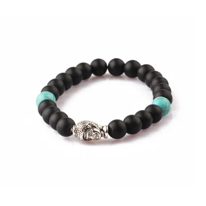 Fashion Yoga Men Buddha Bracelet Red Imperial Jasper Grey Jasper Bead Bracelet