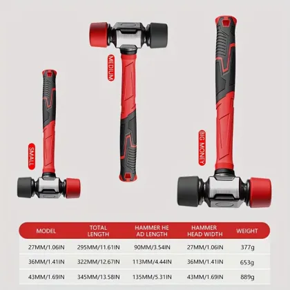 Red and black industrial hammer