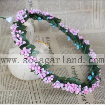 New design floral hair accessories Pink Berry flower crown headband