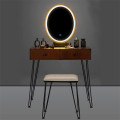 Bedroom Brown Makeup Vanity Table with Cushioned Stool