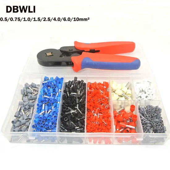Ferrule Crimper Plier Set 0.25-10mm2 Self-adjustable Ratchat Wire Crimping Tool with 1200 Wire Terminal Crimp Connector