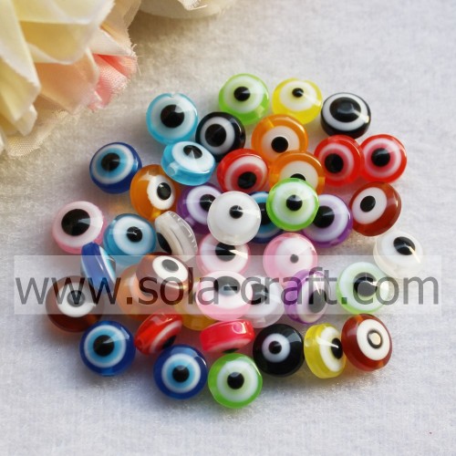 Neueste handgemachte gemischte Farbe 7 * 10MM ovale runde Perlen Harz Acryl Großhandel Perlen Cat`s Eye Harz Perlen