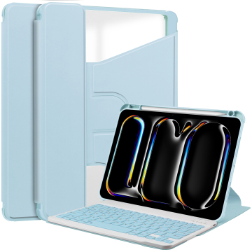 360 Degree Rotating Leather Case Wireless Keyboard with Pen Holder for iPad Pro 13 (2024)