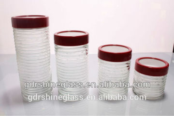 4 pcs glass storage jar/cheap empty glass jars with lid