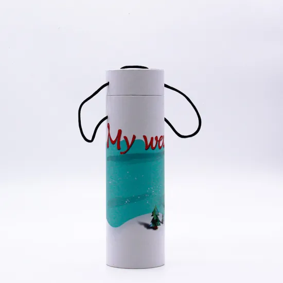 Customized Christmas paper tube packaging box with ribbon