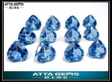 heart swiss blue color cubic zirconia gemstone