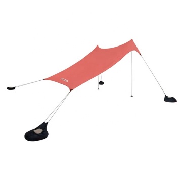 Foldable Fabric Pop-Up Sun Shade Tent with Tassels, Anchors, and Pegs for Camping and Beach
