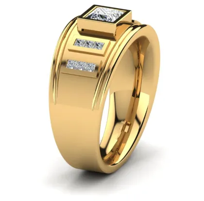 Floral Jewelry 18K Princess Cut Men's Ring