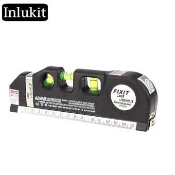 Professional Measuring Tools Set: 3-Bubble Vials, Horizontal Laser Level Marker, and Measuring Tape