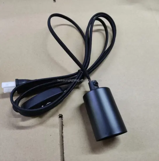 Hemp Rope Textile Cable Black Ceiling Plate Lamp Holder E27 E26 Base Socket