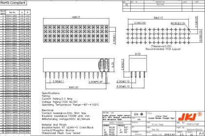 2.0mm Pitch Samtec SQT Female Header Connectors