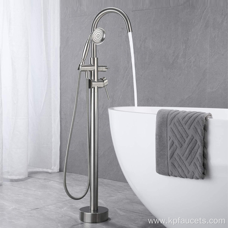 Brushed Waterfall Floorstanding Bathtub Faucet