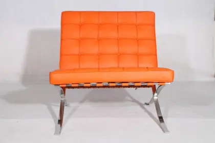 Orange Leather Barcelona Pavilion Chair Reproduction