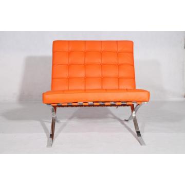 Orange Leather Barcelona Pavilion Chair Kubereka