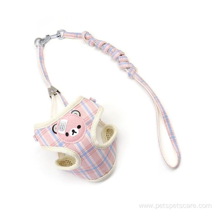 High Quality Cute Plaid Polyester Dog Harness Pet