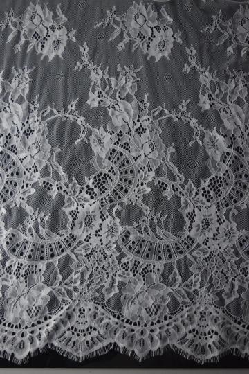 100% Nylon White Panel Lace Fabric