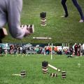 Kubb juego conjunto de madera al aire libre juego de césped