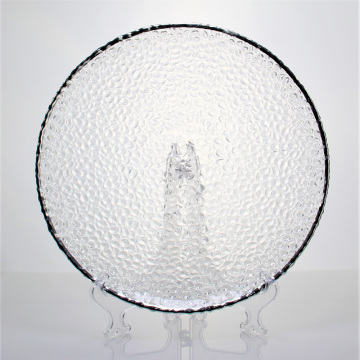 Embossed Silver Rim Glass Charger Plate For Wedding