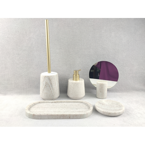 Customized Crystal Wood Grain marble bathroom accessory set