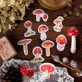 45 Pieces/Box Cute Red Mushroom Sticker Collection Stationery Creative Plant Manual Decoration General Sealing Paste