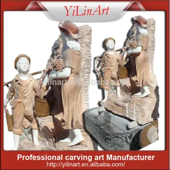 Mixed Color Stone Water Wall Fountain With Children YL-W192