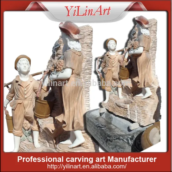 Mixed Color Stone Water Wall Fountain With Children YL-W192