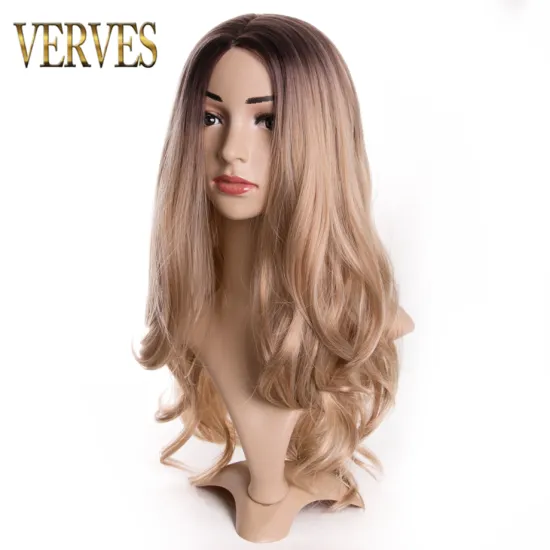 Body Wave Synthetic Hair Wig For Women,24 Inch afro wig cosplay,Blonde Ombre color Hair Long Wholesale