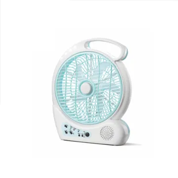 10 Inch AC/DC Solar Rechargeable Table Fan with LED Light and FM Radio