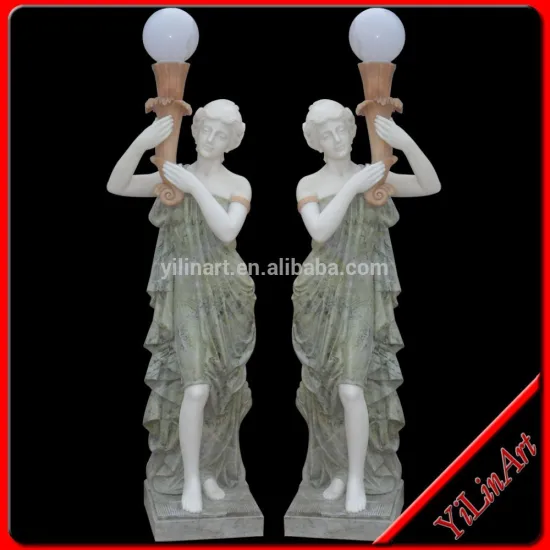 Large Garden Marble Light Statue, Stone Lady Light Statue