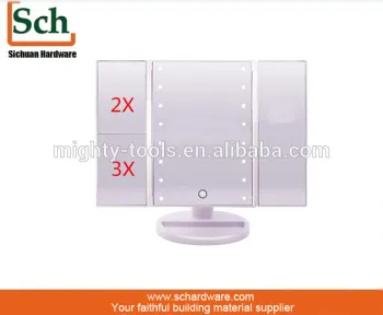 Travel Mirror Tri-Fold Lighted Led Mirror Lighted Travel Mirror Vanity Mirror 3 Way Mirror With LED
