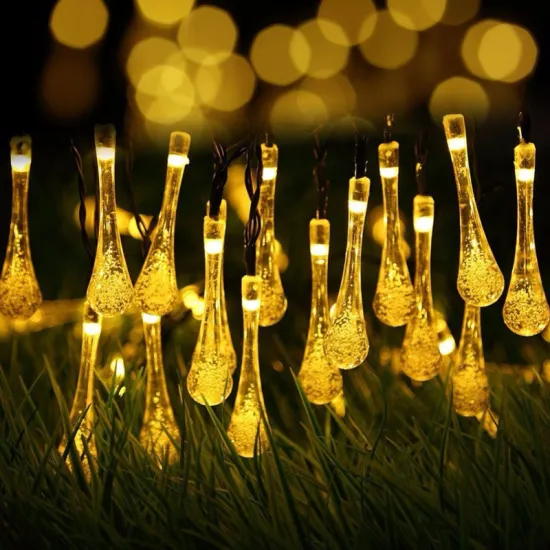 Raindrop Waterproof Led Solar Light String Lights for Outdoor Garden Decoration and Christmas Holiday Lighting