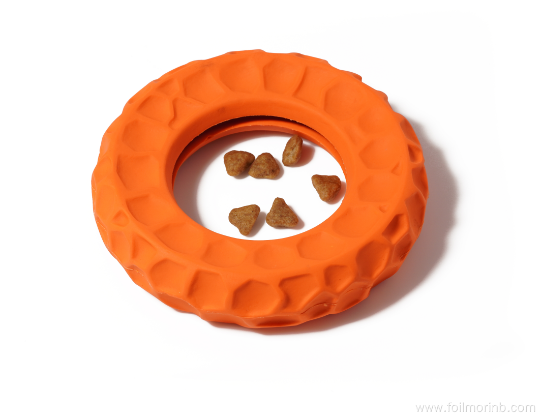 Natural Rubber Chew pet puppy toy ring Feeder