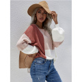 Women Sweater Color Block Knit Pullover Sweaters