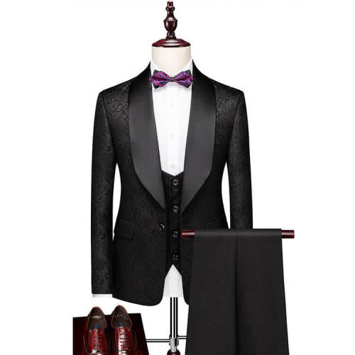 Elegant Multicolor Jacquard Fabric 3 Piece Suit