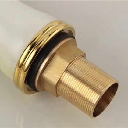 Gold Basin Taps: Unique Design Marble Stone Brass Jade Retro Bathroom Faucets with Crystal