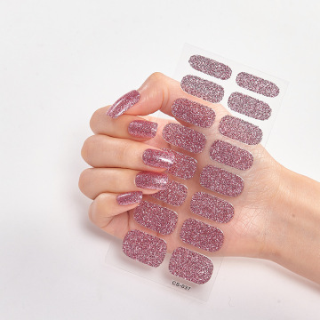 Sticker For Nails Glitter Series Powder Sequins Full Beauty Nail Stickers Decals Plain Stickers Women Salon Nail Strips