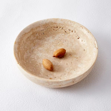 Vintage Beige Travertine Marble Bowl: A Stylish Home Decoration Centerpiece and Ornament