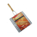Metal chrome bbq wire mesh with wooden handle