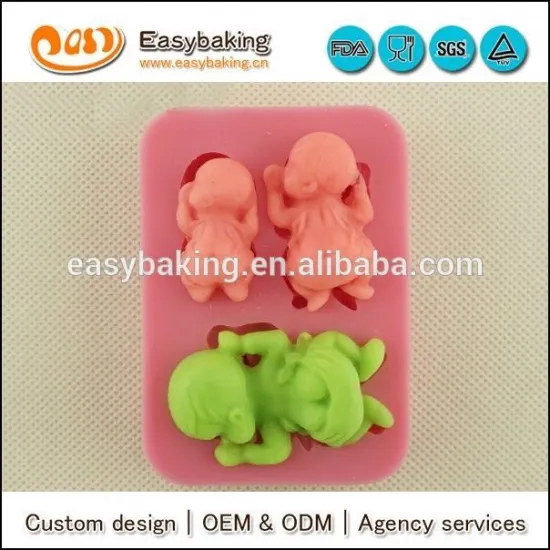 Cute 3d baby lying sleep silicone fondant cake decorating custom mold