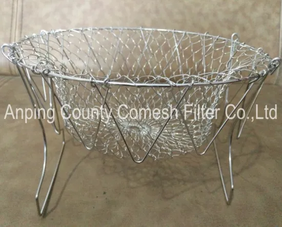 201 Stainless Steel Kitchen Cooking Foldable Basket