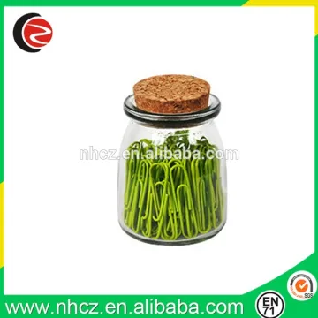Green 28MM Paper Clips in Glass bottle