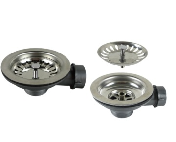 Yinada Kitchen Sink Basket Strainer with Stopper, Stainless Steel, Modern Polished Finish